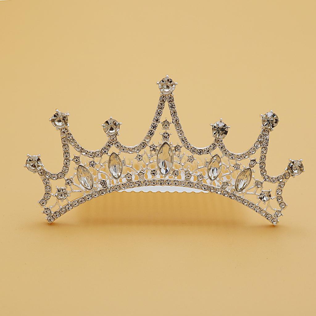 Children's High End Crown Tiara Princess Rhinestone Crown Comb Little Girl Golden Hair Comb Korean High End Hairpin