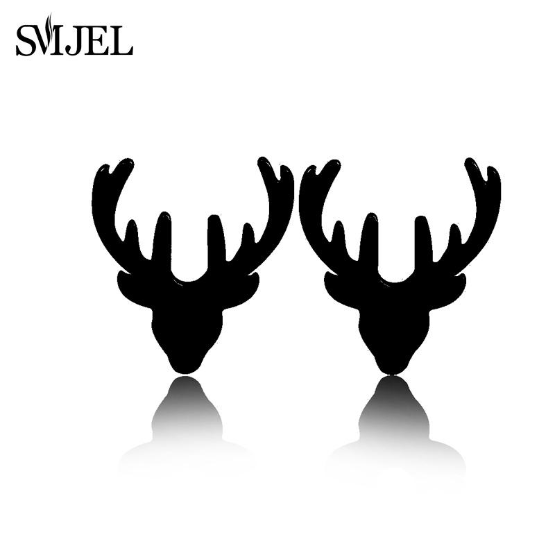 SMJEL Minimalist Silver Color Deer Horn Earrings Women Christmas Jewelry Cute Elk Antler Ear Studs Unique Tree Branch Earings
