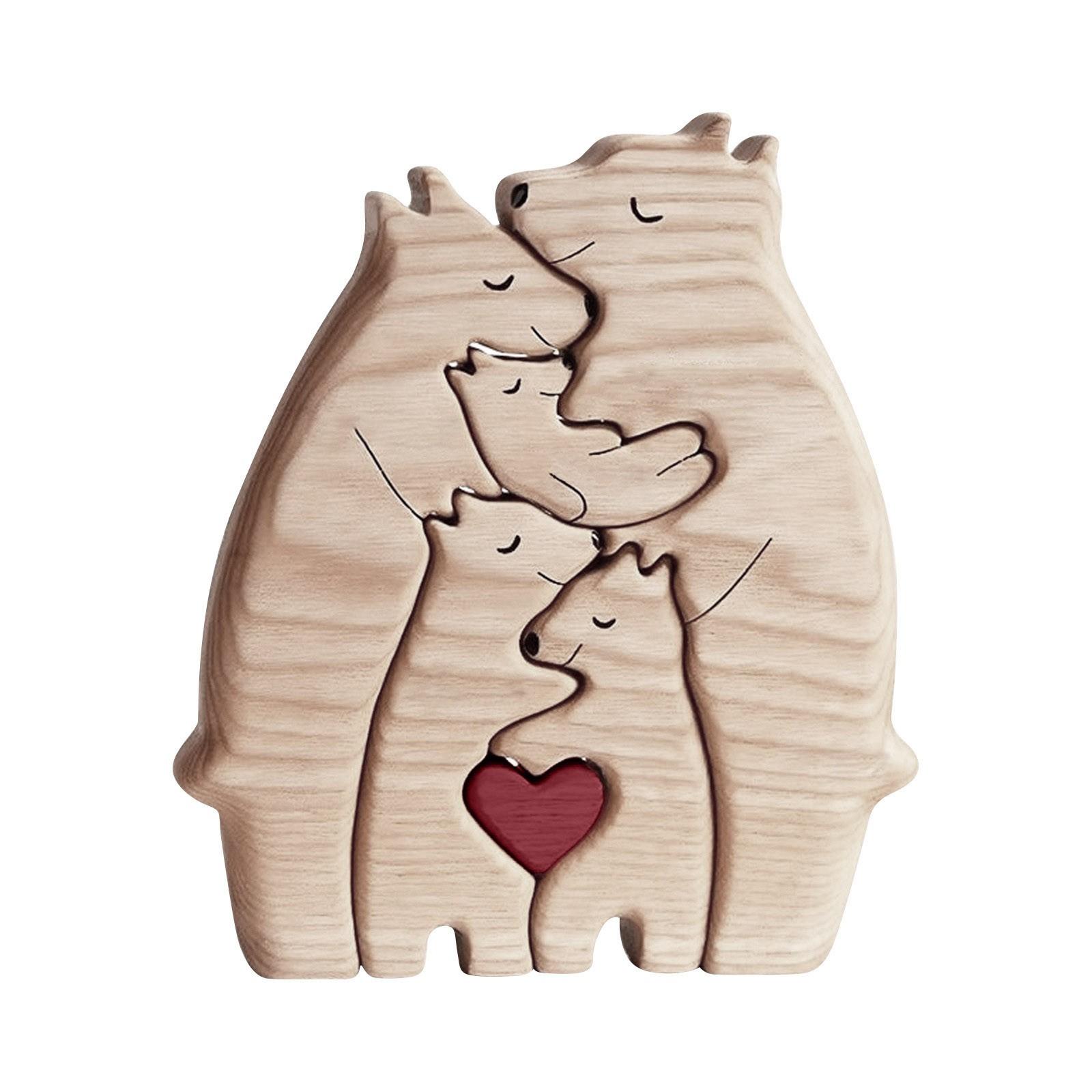 

Деревянные семейные художественные пазлы медведей, деревянные семейные скульптуры, резная фигурка животного в виде пары, деревянная скульптура, Рождество, подарки на день рождения для семьи One Size