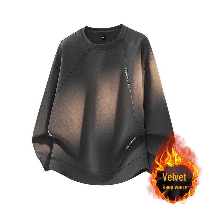 Men's Ribbed Fleece-Lined Plus Size Base Layer Top - Autumn/Winter Fashion Outerwear