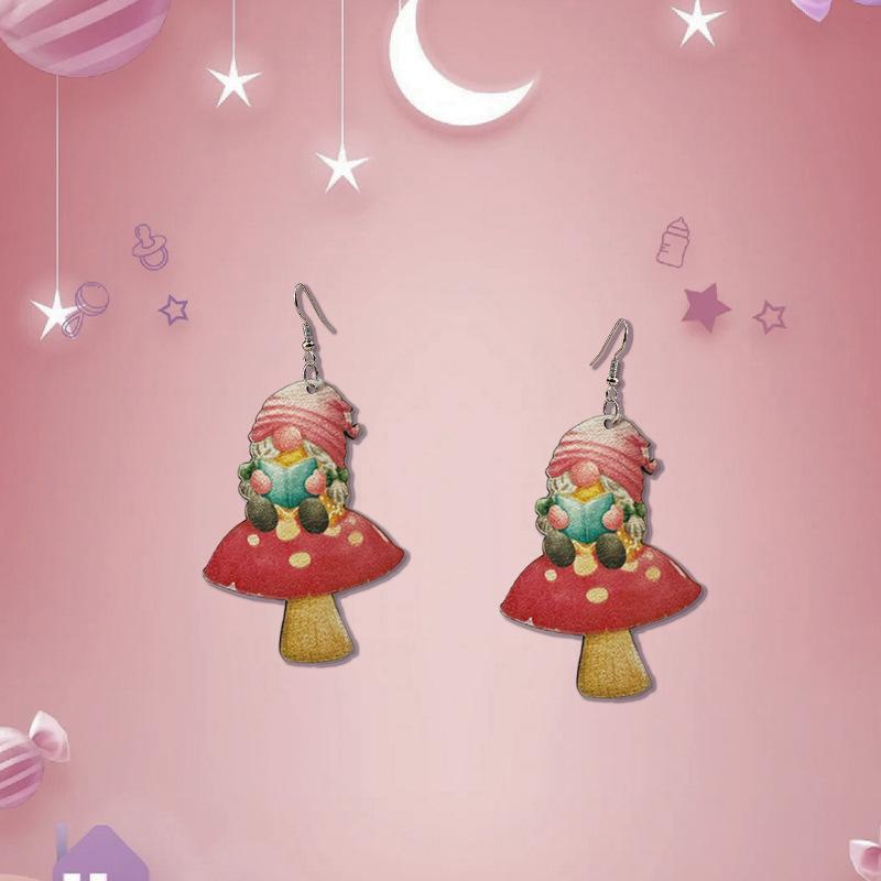 Pink Mushrooms, Reading Books, Children's Earrings, Earrings, Cute Temperament, Cartoon Celebration, Gifts