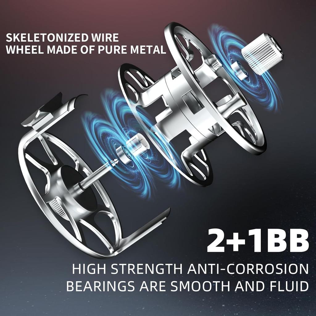 ASHCONFISH Fly Reel CNC Machined Lightweight Spool, Aluminum, Left/Right Interchangeable, (9/10)