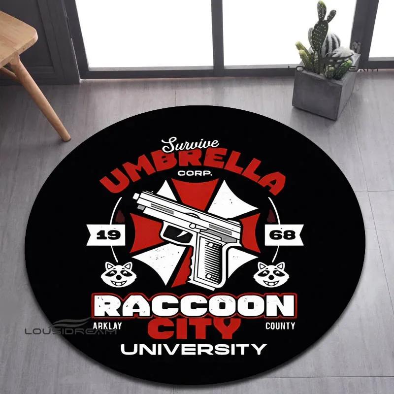 R-Resident Evil Umbrella Printed Round Carpet Living Room Bedroom Beautiful Carpet Non -slip Door Pad Floor Mats Birthday Gift