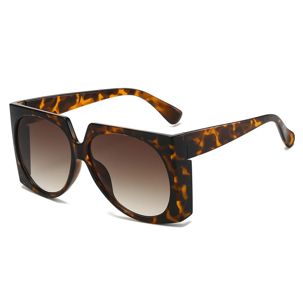 New Retro Leopard Gradient Square Large Frame Women Sunglasses Y2K Fashion Luxury Personality Candy Color UV400