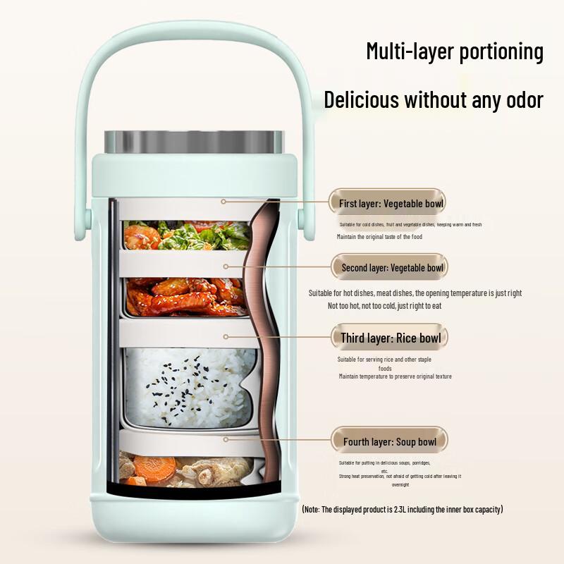 TAFUCO 1.9L Stainless Steel Insulated 3-Tier Lunch Box