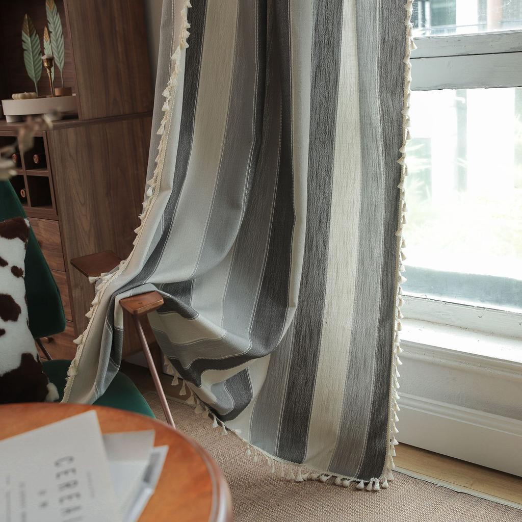 Long Stripe No Punching Bedroom Kitchen Living Room Floating Curtains Finished Small Curtains Partition Curtains