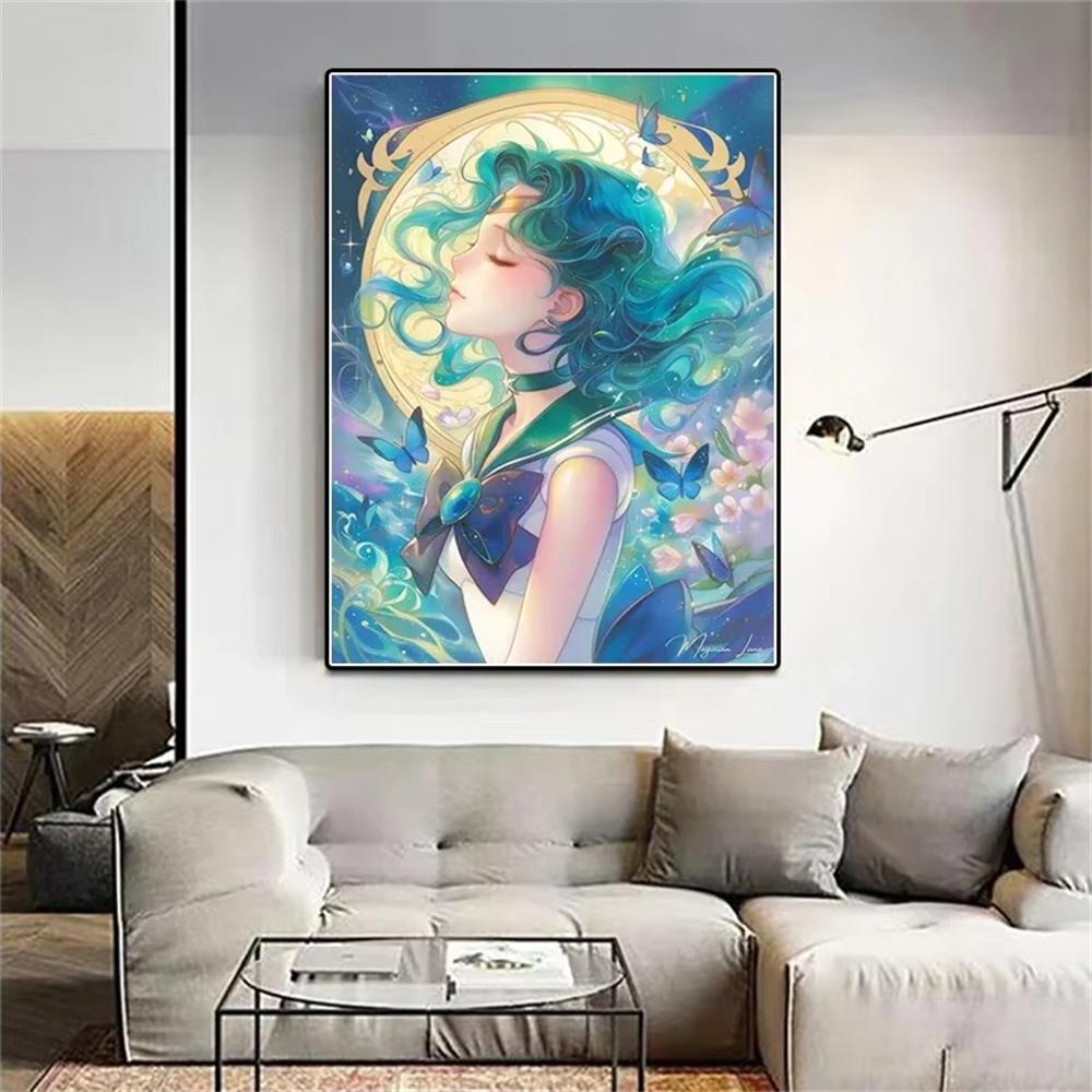 Cartoon Girl Diamond Painting Beauty Girl Warrior Sticking Embroidery Handmade DIY Mosaic Home Decoration Gift