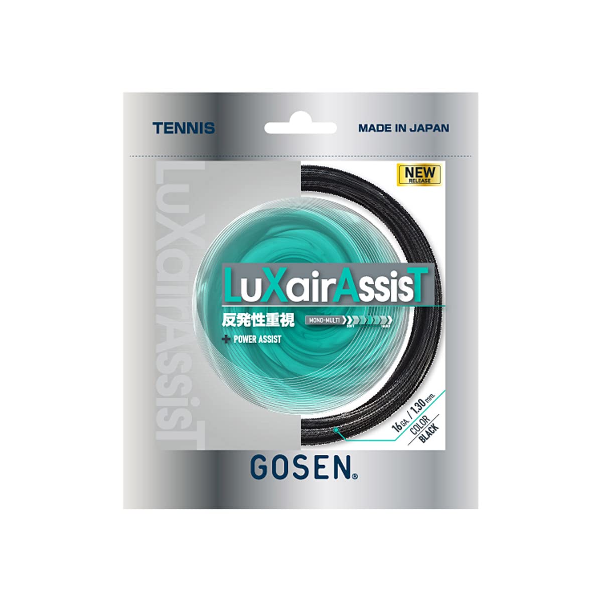 

GOSEN LuXair Assist Tennis TSLXA0BK String, 16mm, Black, чёрный