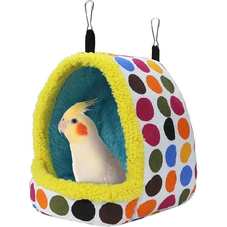 Bird Hanging Hammock Winter Warm Parrot Nest House Bed Plush Snuggle Pet Cave Hammock Toy for Conure Lovebird Budgie Parakeet Cockatiel Cage