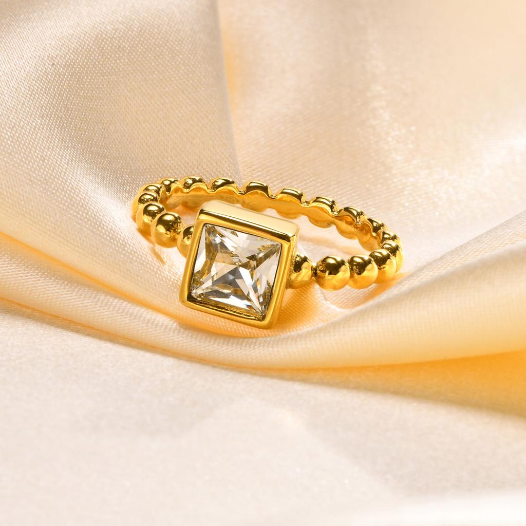 Minimalist Geometric Thin Strip White Zircon Rings for Women,Gold Plated Wedding Statement Rings,Stainless Steel Jewelry Gift
