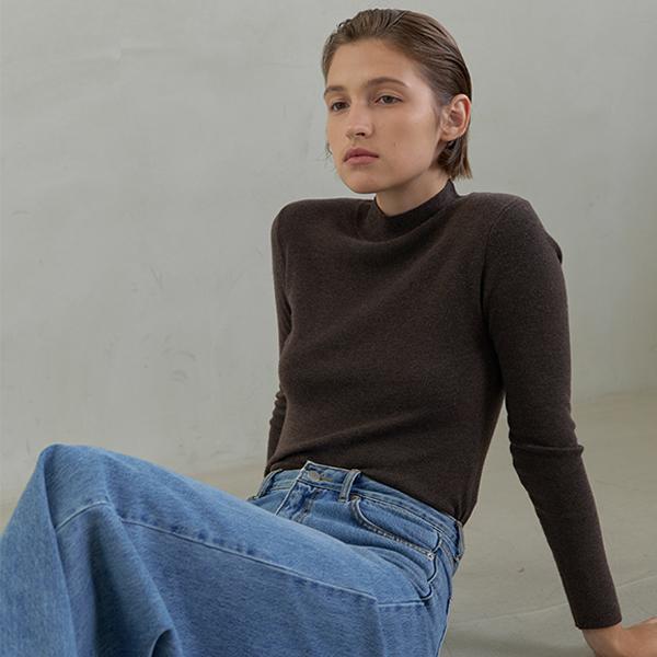ATELIER NAIN Signature Wool Slim Mock Neck Knit (T-6753)