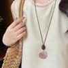 Style Lazy Pendant Long Necklace with Leather Cord, Vintage Versatile Layered Sweater Chain for Women'S Additions