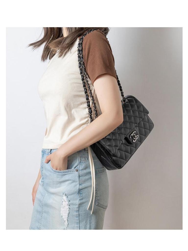 Classic Diamond Pattern Crossbody Bag - Small Fragrance Style Women's Texture Bag