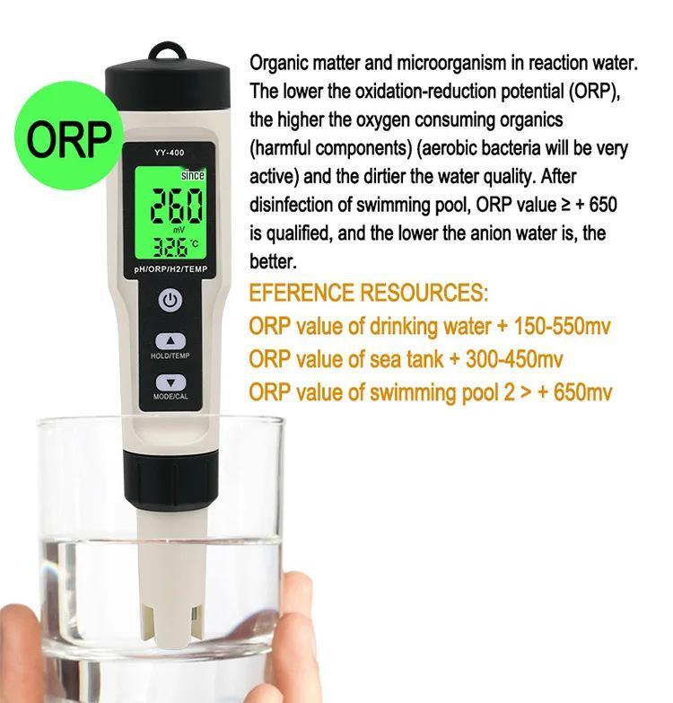 Hydrogen-Rich 4-in-1 pH Meter with ORP & Temp Backlit Water Quality Test Pen