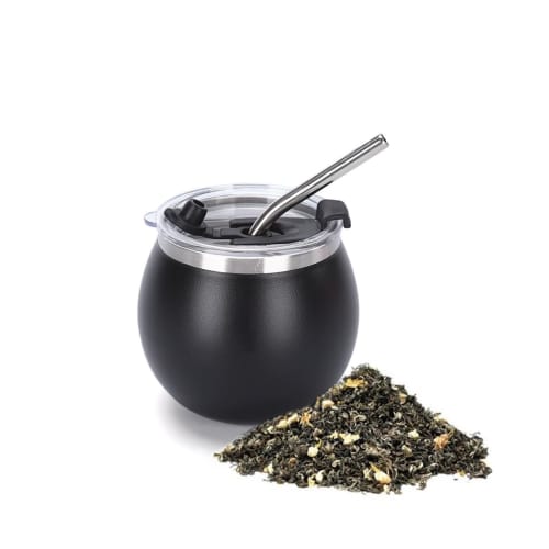 Stainless Steel Mate Tea Cup and Gourmet Set, Double-Walled Insulated Stainless Steel with Straw, Easy to Clean, Reusable, Perfect for Home or Office,