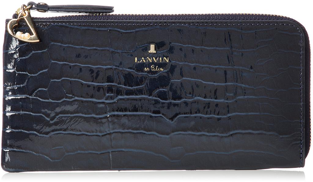 Lanvin en Bleu Enamel Wallet, Large Zipper Long Wallet, New Model, Magenta, Navy, 481685