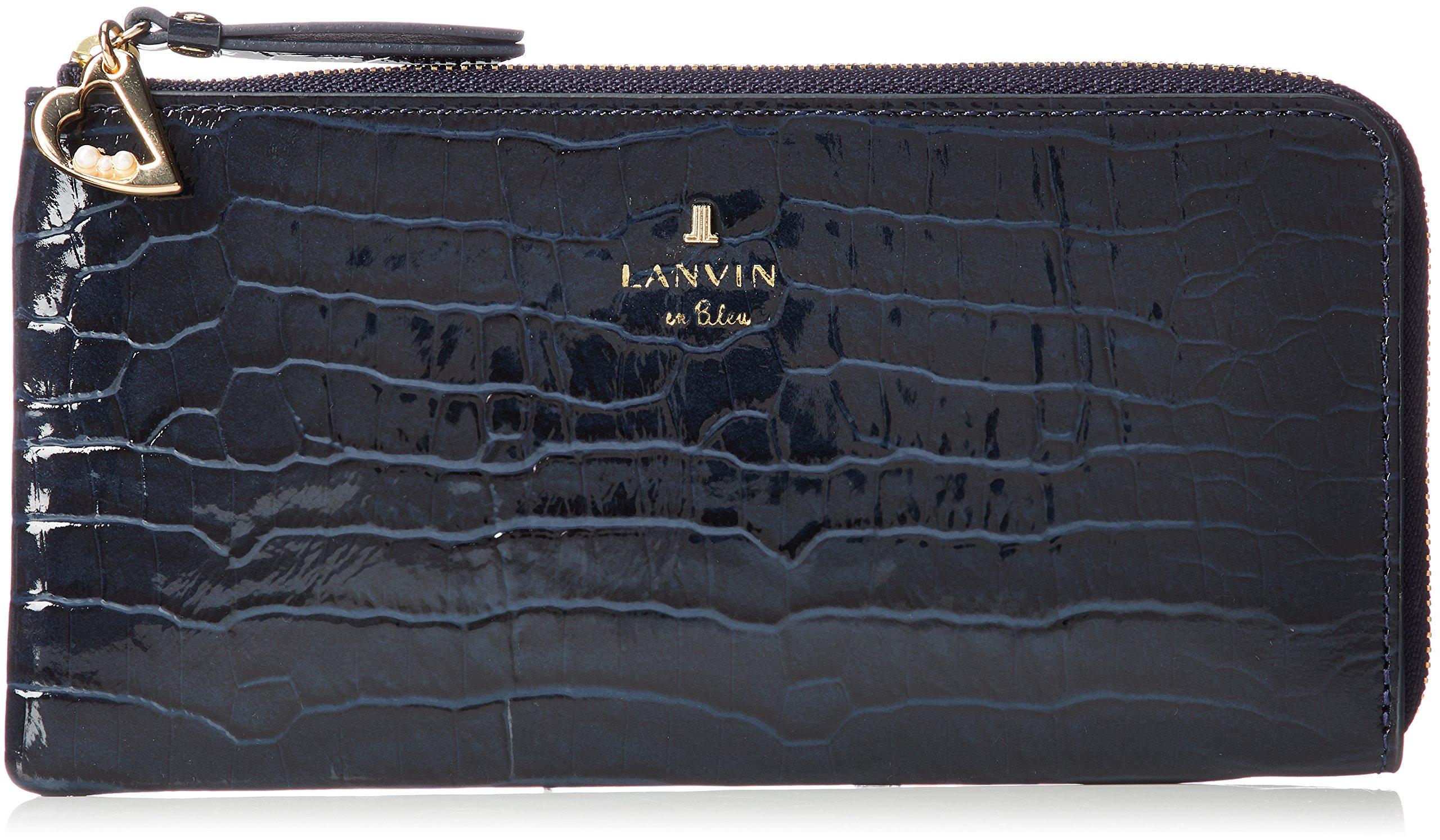 Эмалевый кошелек Lanvin en Bleu, Большой длинный кошелек на молнии, Новая модель, Малиновый, Темно-синий, 481685