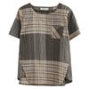 Cotton Linen Retro Artistic Top Summer Plaid Loose Women's T-shirt Versatile Fashion Short Sleeved T-shirt