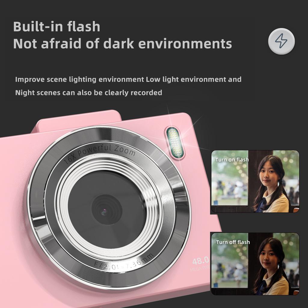 4K Digital Camera Portable Digital Video Camera CCD Camera 48MP 2.8 Inch IPS Screen Anti shake 16X Zoom Auto Focus with