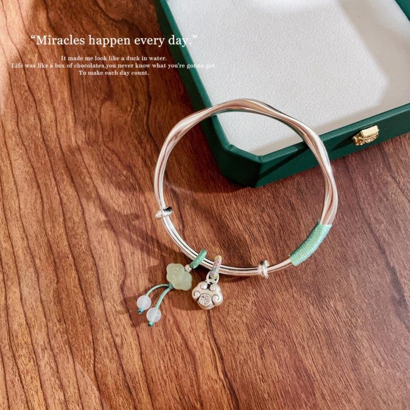 Fuß Silber S999 Neue Mobius Hotan Jade Gewebt Armband Fu Shigao Gibt Freundin Valentinstag Geschenk