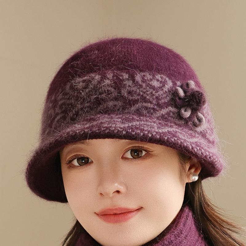 The Elderly Hat Women's Winter Velvet Warm Wool Hat Cold Protection Rabbit Fur Basin Hat