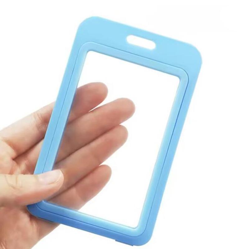 Cute Double Sided Transparent ID Card Holder Waterproof Name Badge Horizontal Id Badge Holder for Work School Clear Plastic