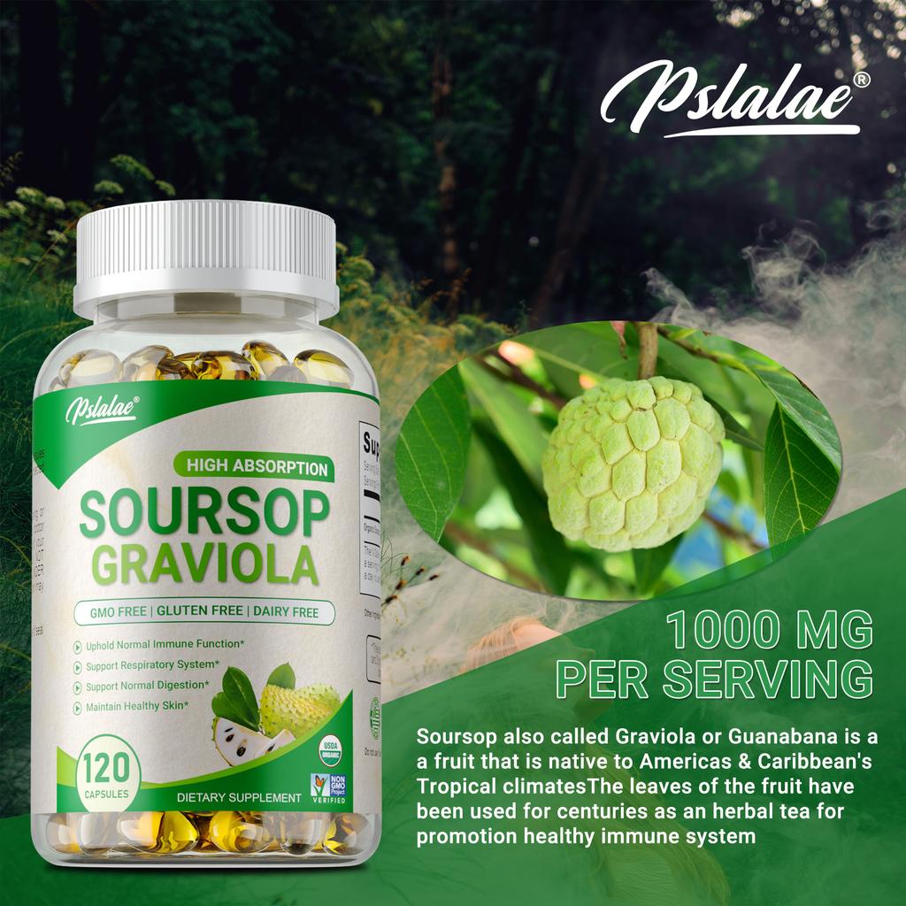 Soursop Graviola 1000mg - Natural Antioxidant, Cell Support & Regeneration