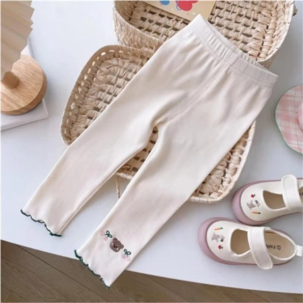 Solid Color Girls Outerwear Leggings Cartoon Print Outfits Cherry Printed Pants  Autumn