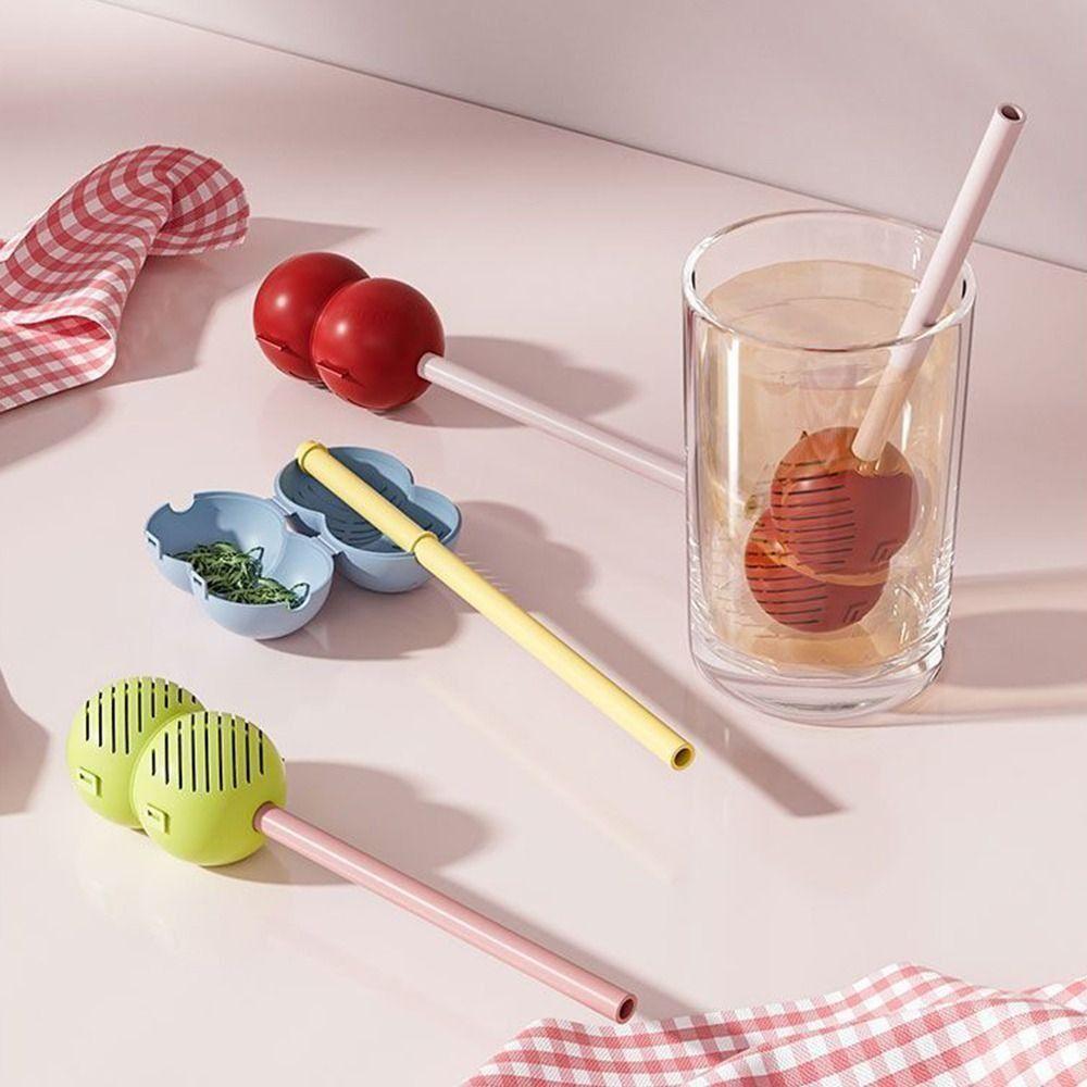2Pcs Funny Tea Leaf Filter with Straws Portable Tea Maker Tea Drinking Straw Filter  Kitchen