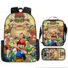New Mario Cartoon Backpack Primary and Secondary School School Bag Backpack Three-piece Set Shoulder Bag Pen Bag 23 -NMAOV