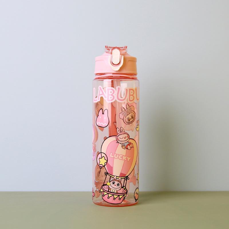 BPA-Free Visually Appealing Cartoon Water Bottle with Straw - Leak-Proof, Portable for Outdoor Sports, Fitness, Travel