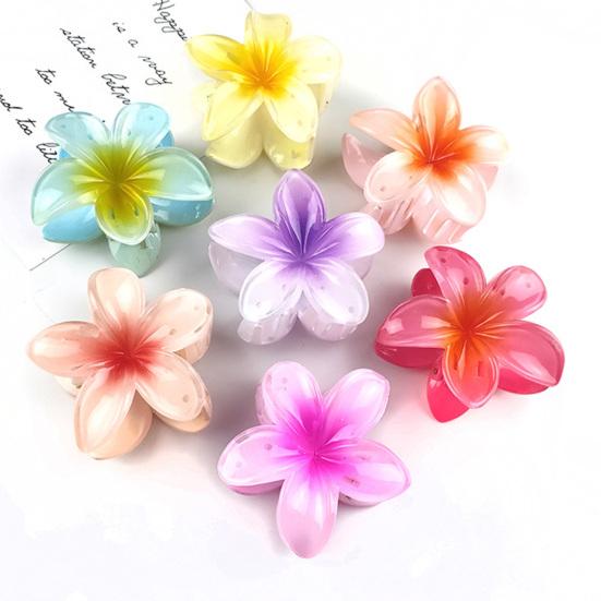 Women Small Hair Clip Flower Hair Grip Realistic Flower Shape Gradient Color Strong Claw Anti-slip Small Teeth Lightweight Children