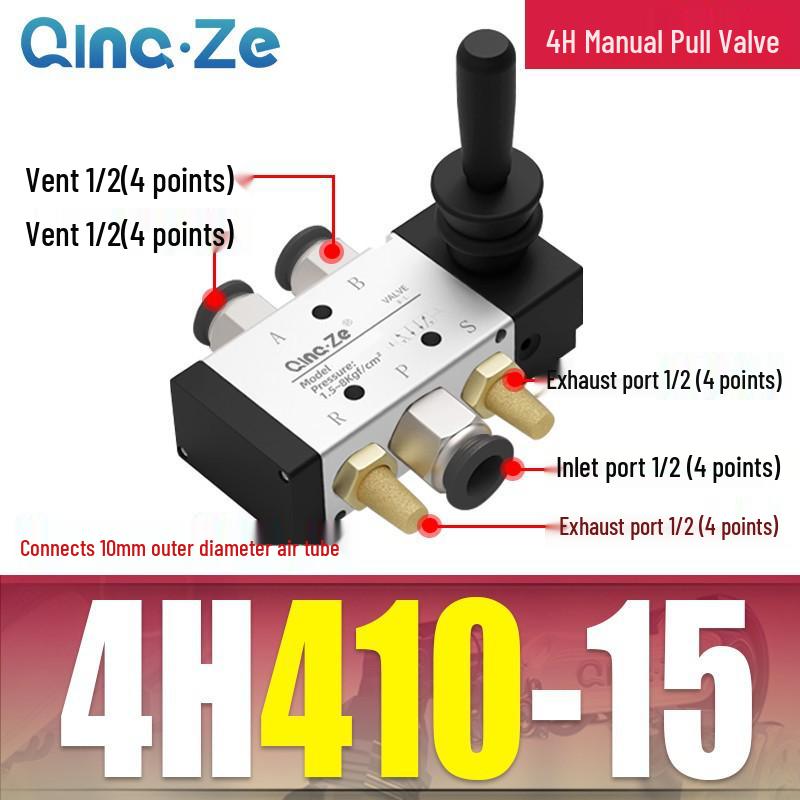 Cylinder Pneumatic Control Switch 4H210-08: Two-Position, Five-Way Reversing Valve with Manual Hand Pull, 4H310-10
