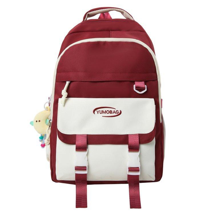 Schoolbag Korean Version Ins Large Capacity Campus Simple Contrasting Color Versatile Schoolbag 4th and 6th Grade Middle and High School Students