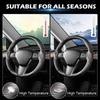 Grey Steering Wheel Cover For Tesla Model 3/Y 2016-2025 2026 Juniper/Highland | Non-Slip, Segmented, -Fit, Carbon Fiber | Model Y Juniper Accessories