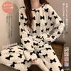 MEME XTRA Fluffy Winter Pajama Long Warm and Perfect for and Perfect as a Gift Women's Set, Sleeves, Flannel, Fleece-Lined, Cute, Spring, Autumn,