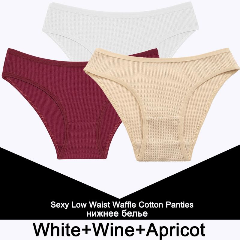 3PCS/Set Damen Waffel Baumwolle Slips Sexy Dessous Damen Unterwäsche Unterhose Slips Mädchen Einfarbige Intime Slips Für Frau