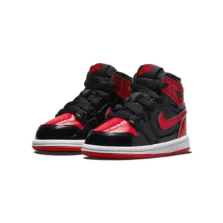 New Jordan Kids Air Jordan 1 Retro High OG 'Bred Patent' Sneakers AQ2665-063