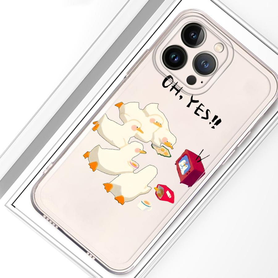 Cartoon Duck Case for iPhone 17 Pro Max XR 11 7 8 16 15 13 Pro 14 Plus XS Max 12 Mini Air Soft Phone Cover