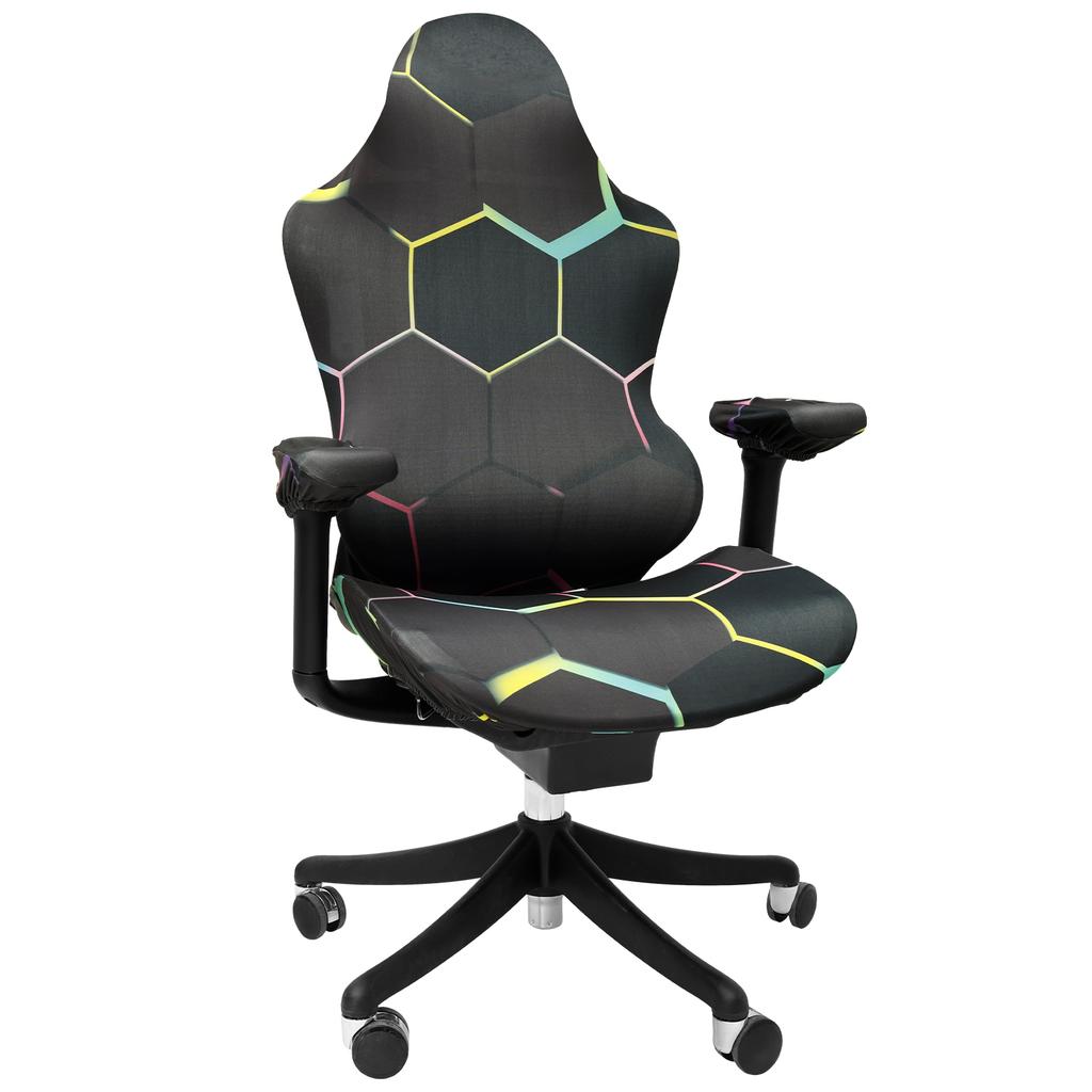 Gaming Stuhlbezug Bedruckt Dehnbar Elastisch Bürositzbezug mit Rücken- und Armlehnenbezug Dekorative Computerschutzhülle