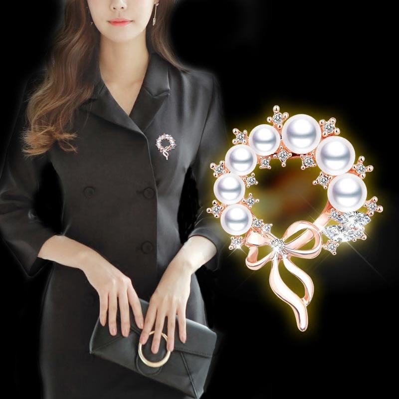 Fashionable Bouquet, Ladies' Brooch, Brooch Imitation Pearl Bow, Cardigan Pin, Silk Scarf Buckle