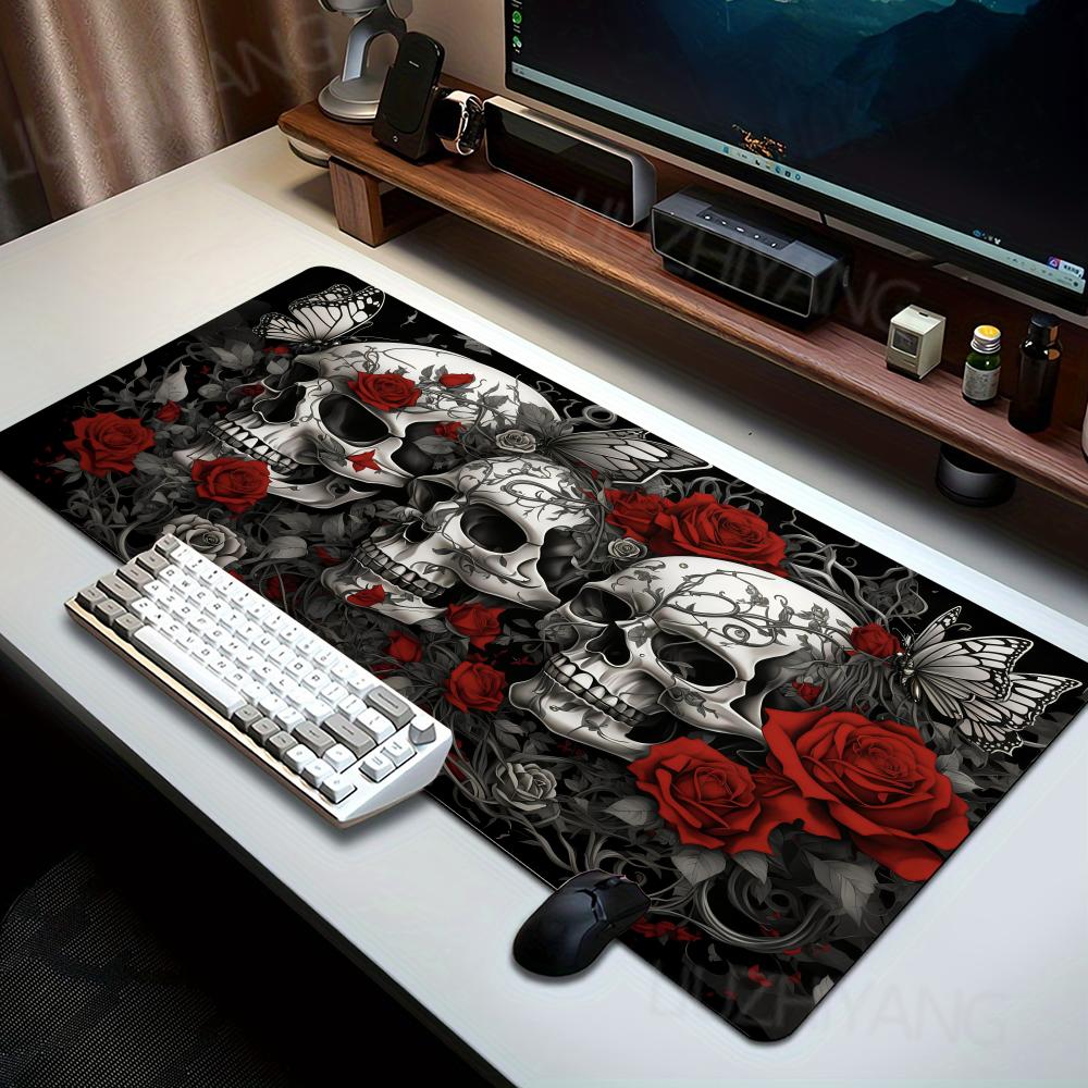 Halloween Skull Floral Mouse Pad XXL Large Anti-Slip Rubber Esport Gaming MousePad Durable Seam Edge Office Gamer Long Desk Mat