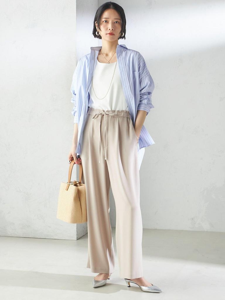 Ships for Women Women's Cool-to-the-touch, Hand-washable Acetate Blend Wide-leg Pants with Satin Back, Light Gray, Size 36 (Product Code: 313130227)