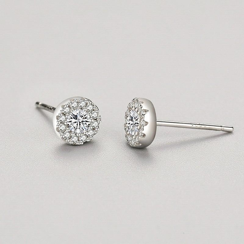 Ada Jewelry Trendy Engagement Women's Delicate Korean Design Simple Anti-Allergic S925 Silver Zircon Stud Earrings