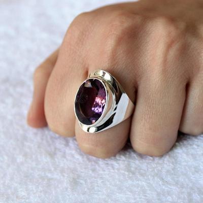 Amethyst Cut Gemstone Ring, Oval Ring, Handmade Designer Ring, Statement Ring, Unisex Ring, Birthstone Ring, 925 Sterling Silver