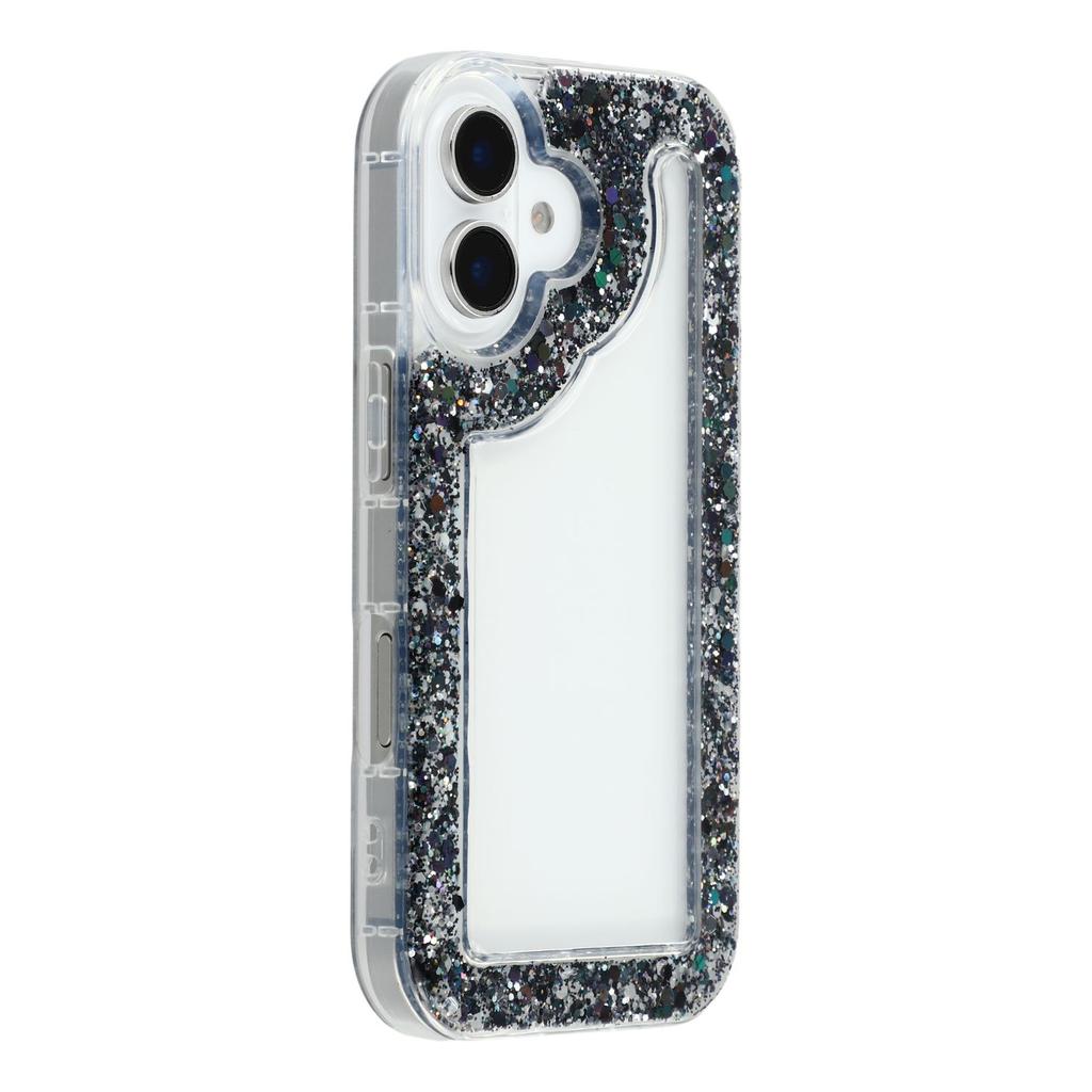 For iPhone 16 Case Glitter Epoxy Soft TPU Clear Back Cover