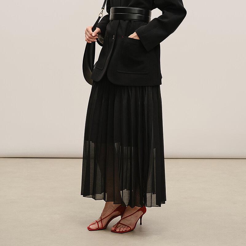 Less 2026 Spring Loose Pleated Maxi Skirt