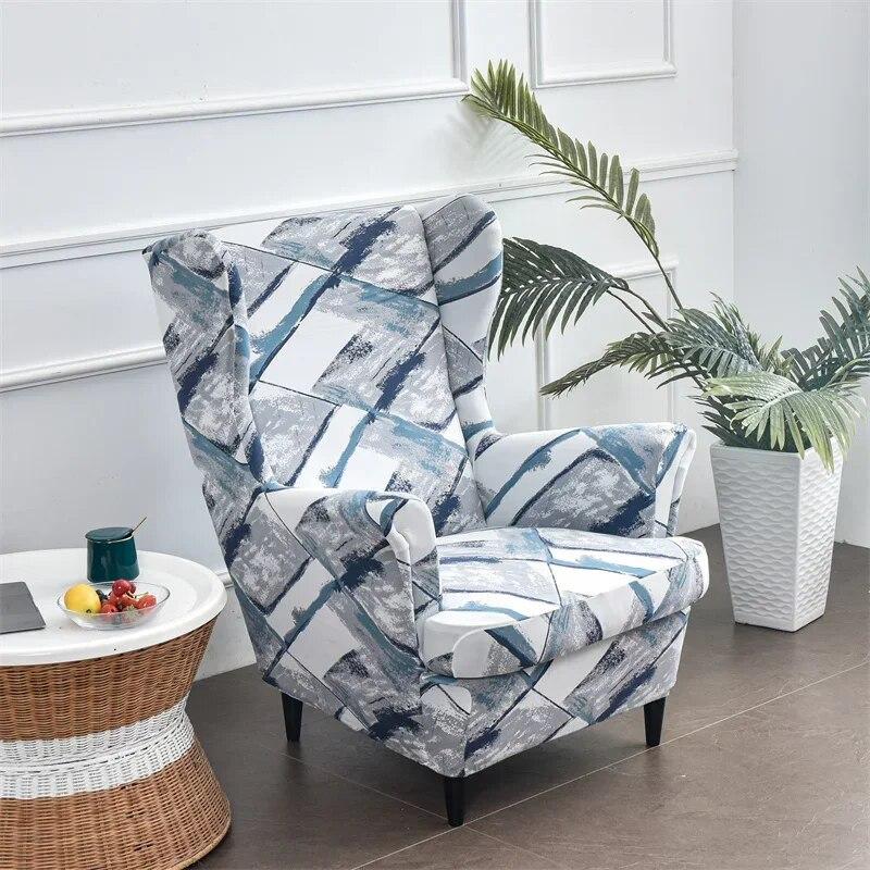 Nordic Floral Wing Chair Cover Stretch Armchair Covers Removable Relax Single Sofa Slipcover Modern Furniture Protector Cover