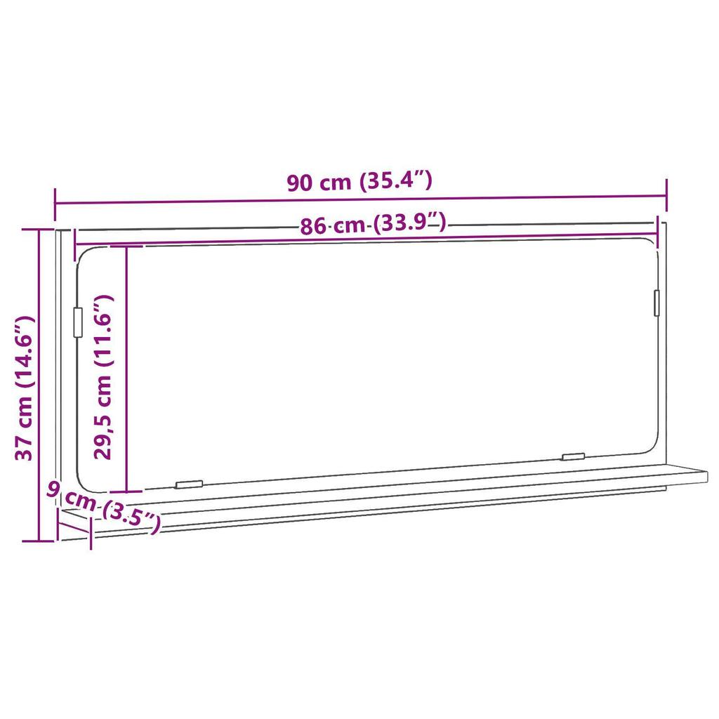 Bathroom Makeup Mirror, Minimalist Bathroom Mirror, Entrance Decorative Makeup Mirror, 90x10.5x37 Cm