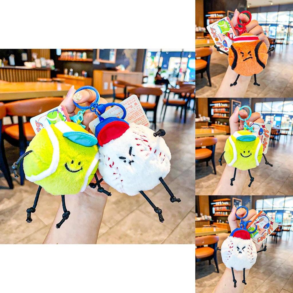 Adorable Plush Basketball Tennis Keychain Cute Cartoon Style Keychain Gift For Friends And Family